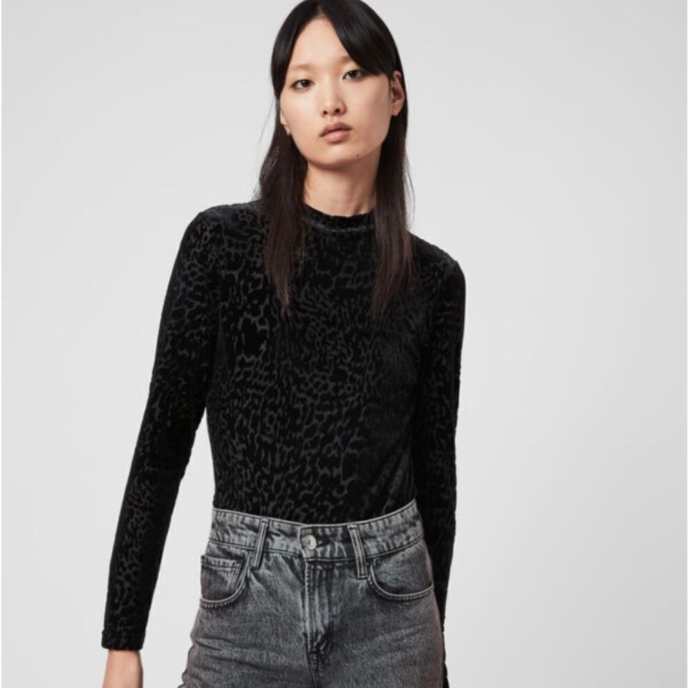 All Saints Women's Elia Devore Bodysuit in Black Size M